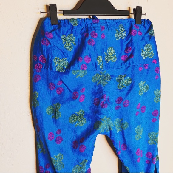 Boho Whimsigoth Casual Blue Harem Cotton Lounge Pants Size Small Medium Large - Picture 5 of 7